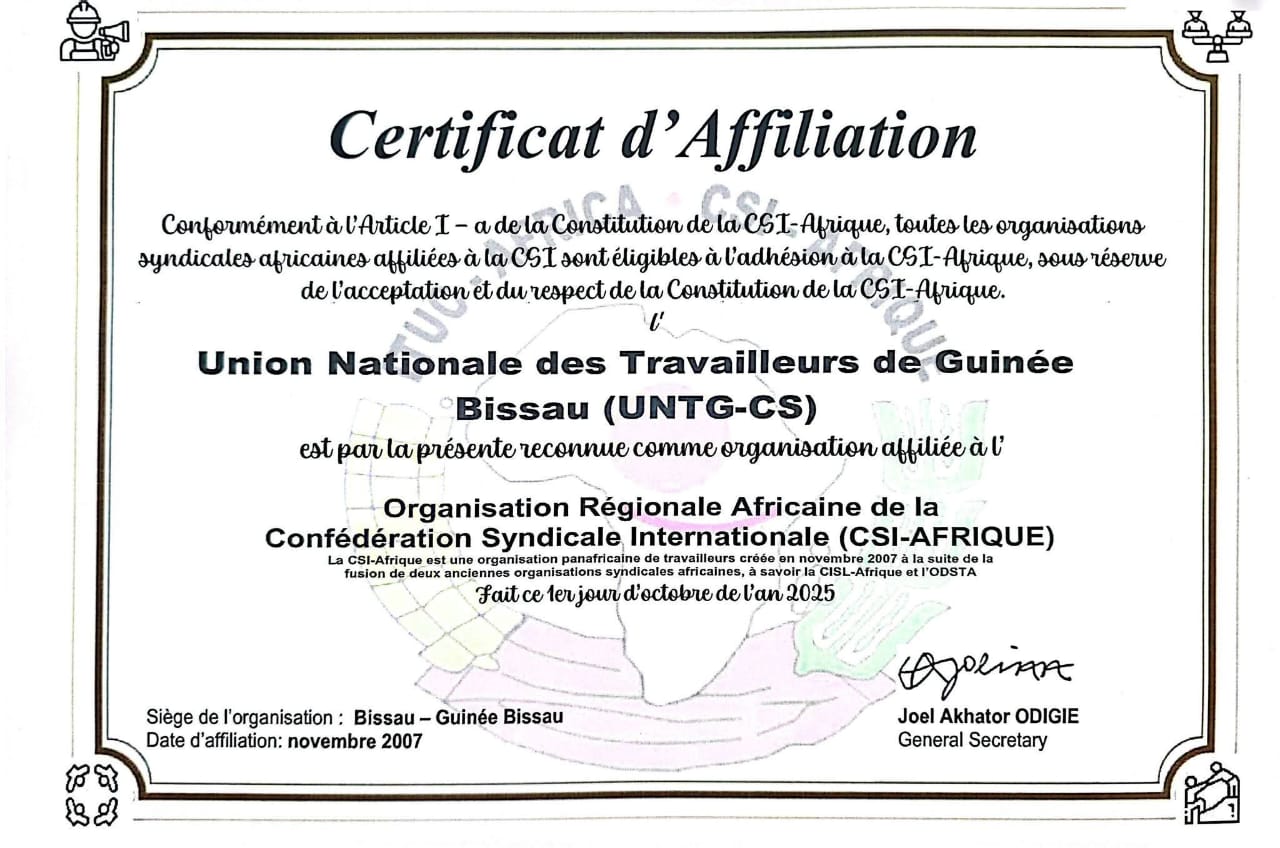 CIS-ÁFRICA reconhece direção de Júlio Mendonça na UNTG-CS